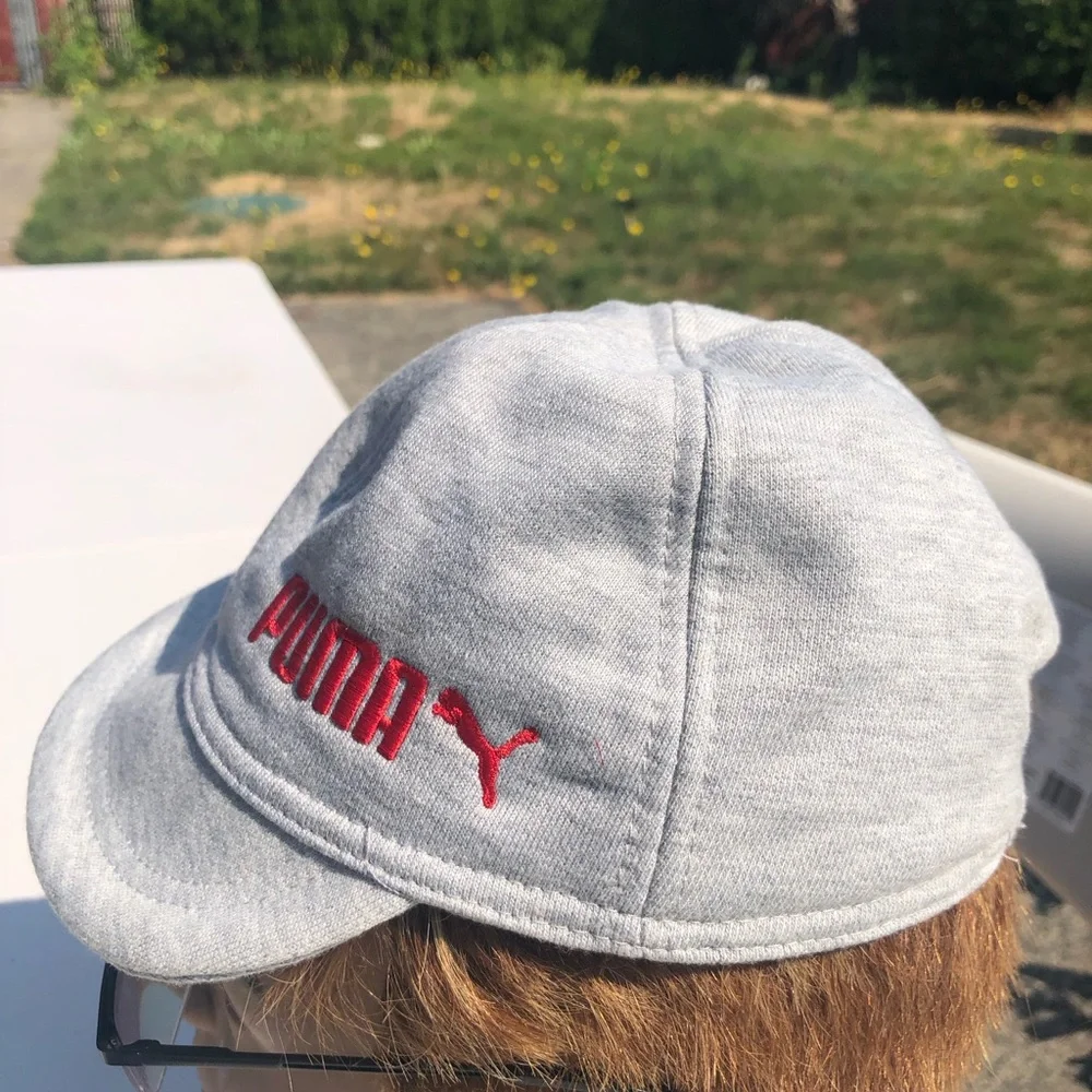 Puma Light Gray Kids Boy Cap with Red Logo Size One
